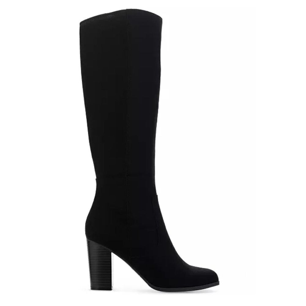 STYLE & CO Wide-Calf Knee-High Suede Dress Boots In Black Size 11M NWOB